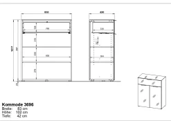 Kommode Dudek 83cm mit 2 Türen und 1 Schublade - weiß