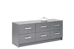 Kommode Eden 122cm 6 Schubladen - graphitgrau