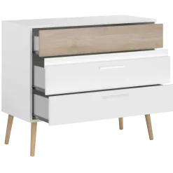 Kommode Hardy 91cm mit 3 Schubladen - Molke/Eiche