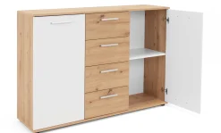 Kommode Jakob 120cm 2 Türen und 4 Schubladen - Artisan Eiche/Weiß