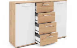 Kommode Jakob 120cm 2 Türen und 4 Schubladen - Artisan Eiche/Weiß