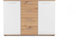 Kommode Jakob 120cm 2 Türen und 4 Schubladen - Artisan Eiche/Weiß