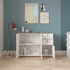 Kommode Liva-Kronberg Eiche/Mattweiß