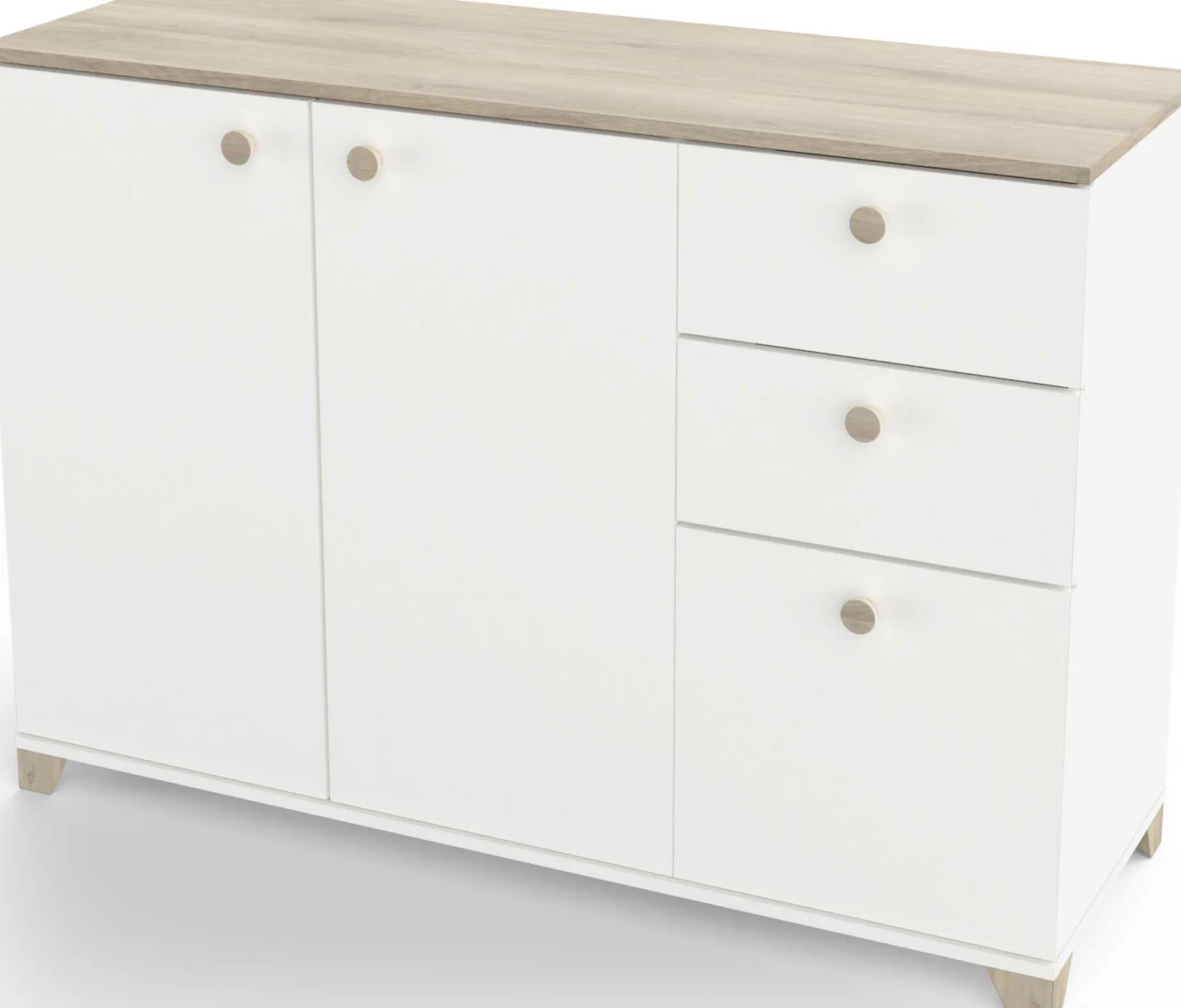 Kommode Liva-Kronberg Eiche/Mattweiß