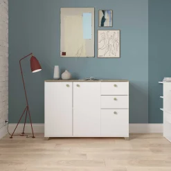 Kommode Liva-Kronberg Eiche/Mattweiß