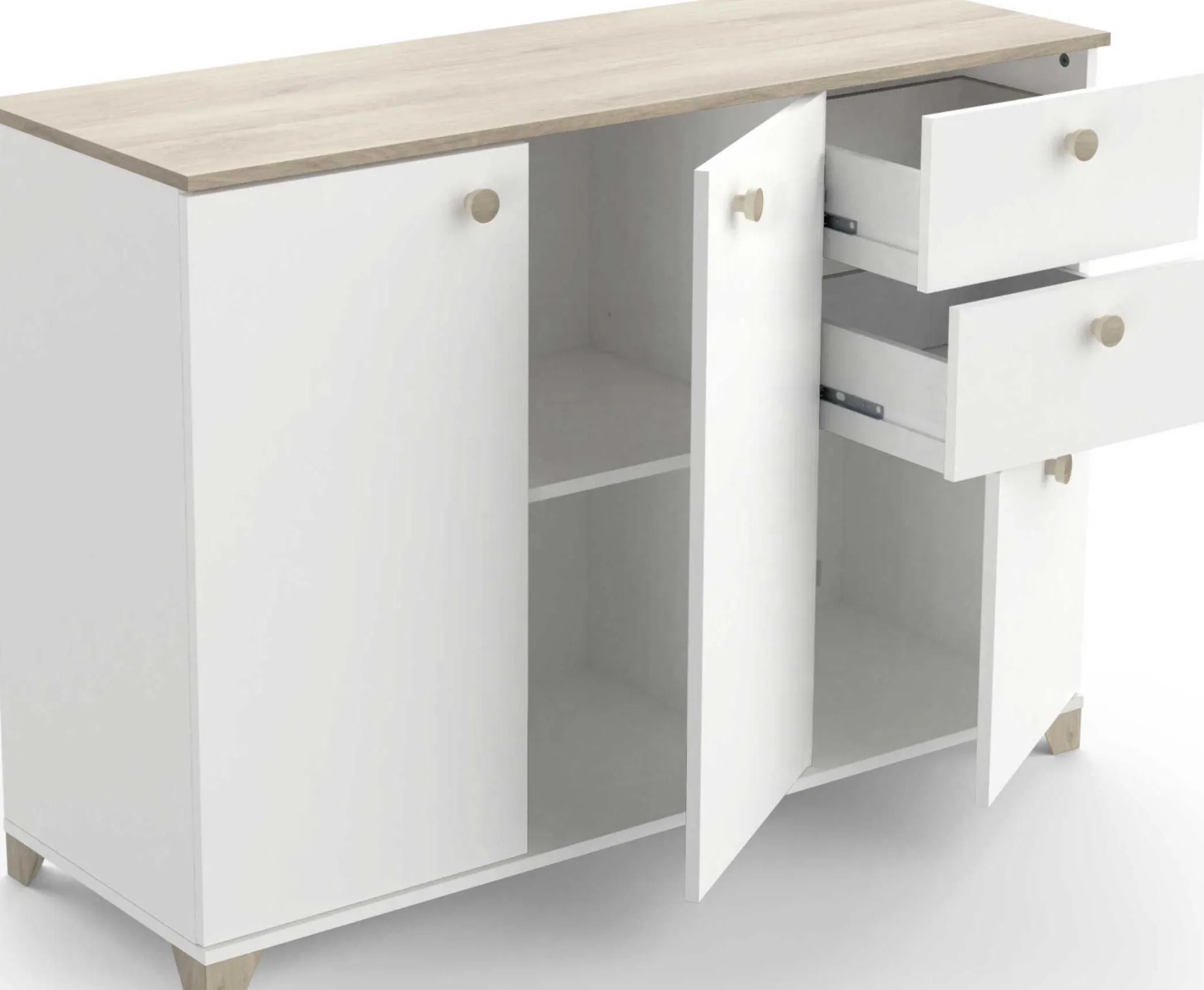 Kommode Liva-Kronberg Eiche/Mattweiß