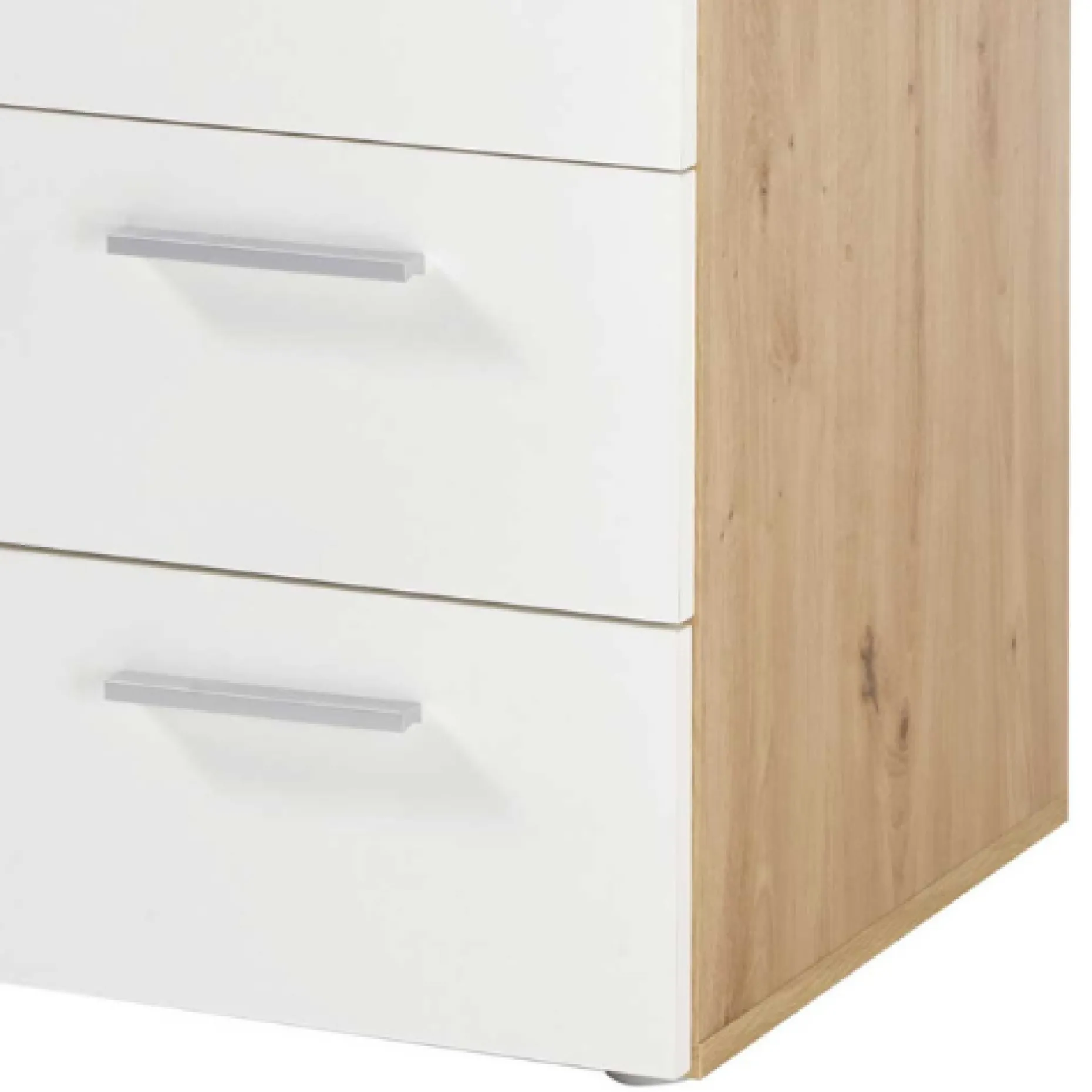 Kommode Lobi 1 Tür 4 Schubladen - weiß glänzend/Holz