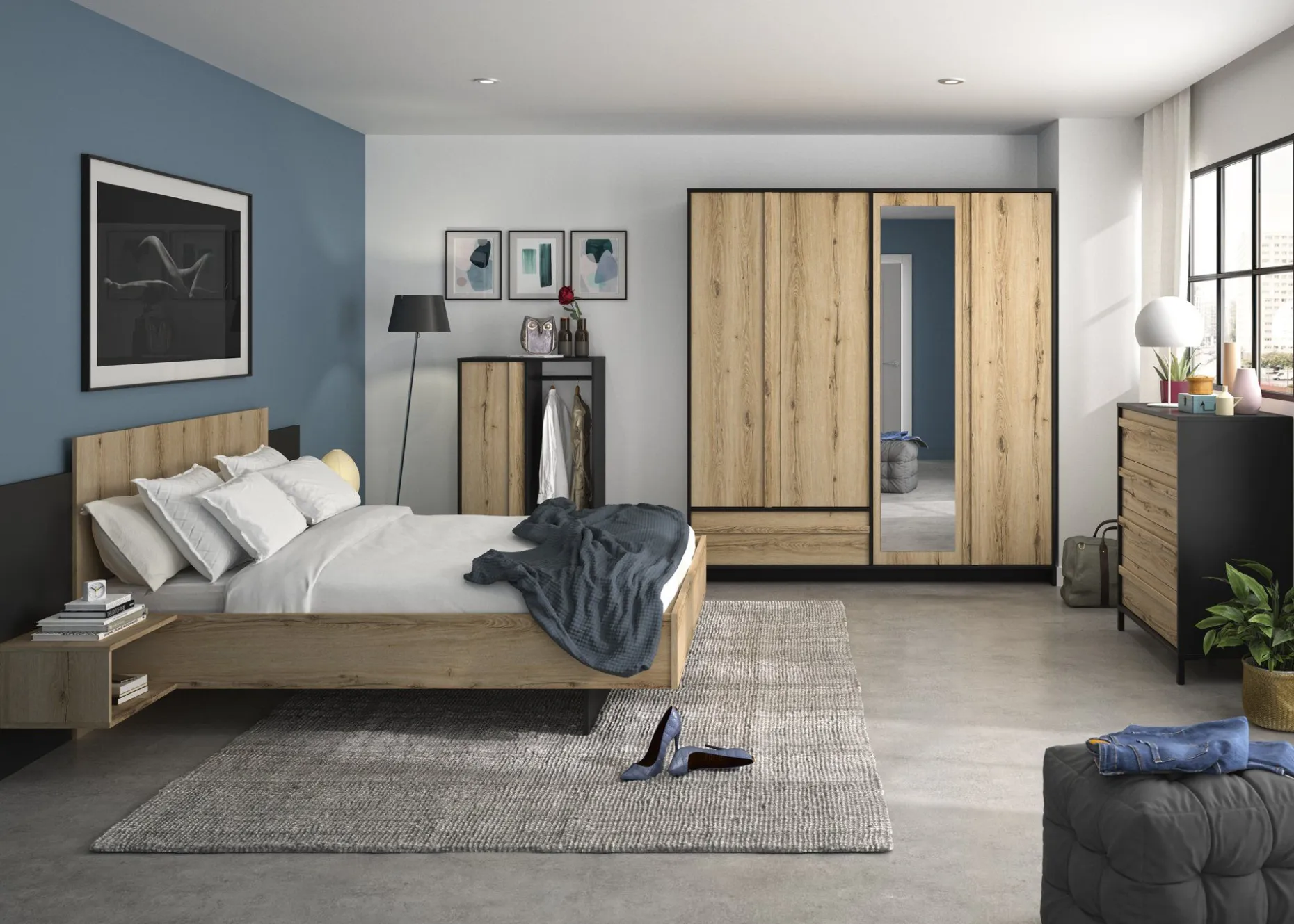 Kommode Mimizan | 94 x 45 x 104 | Helvezia Oak Design