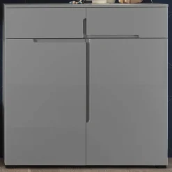 Kommode Seta mit 2 Türen und 2 Schubladen - hochglänzend grau