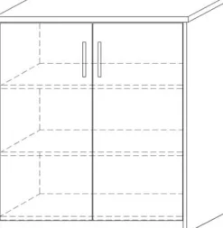 Kommode Spacio 84cm 2 Türen - Eiche grau