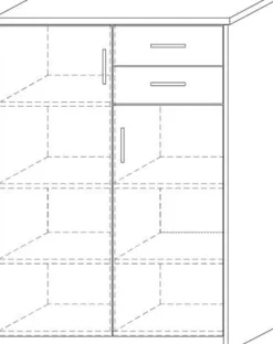 Kommode Spacio 110cm 2 Türen/2 Schubladen - Eiche grau
