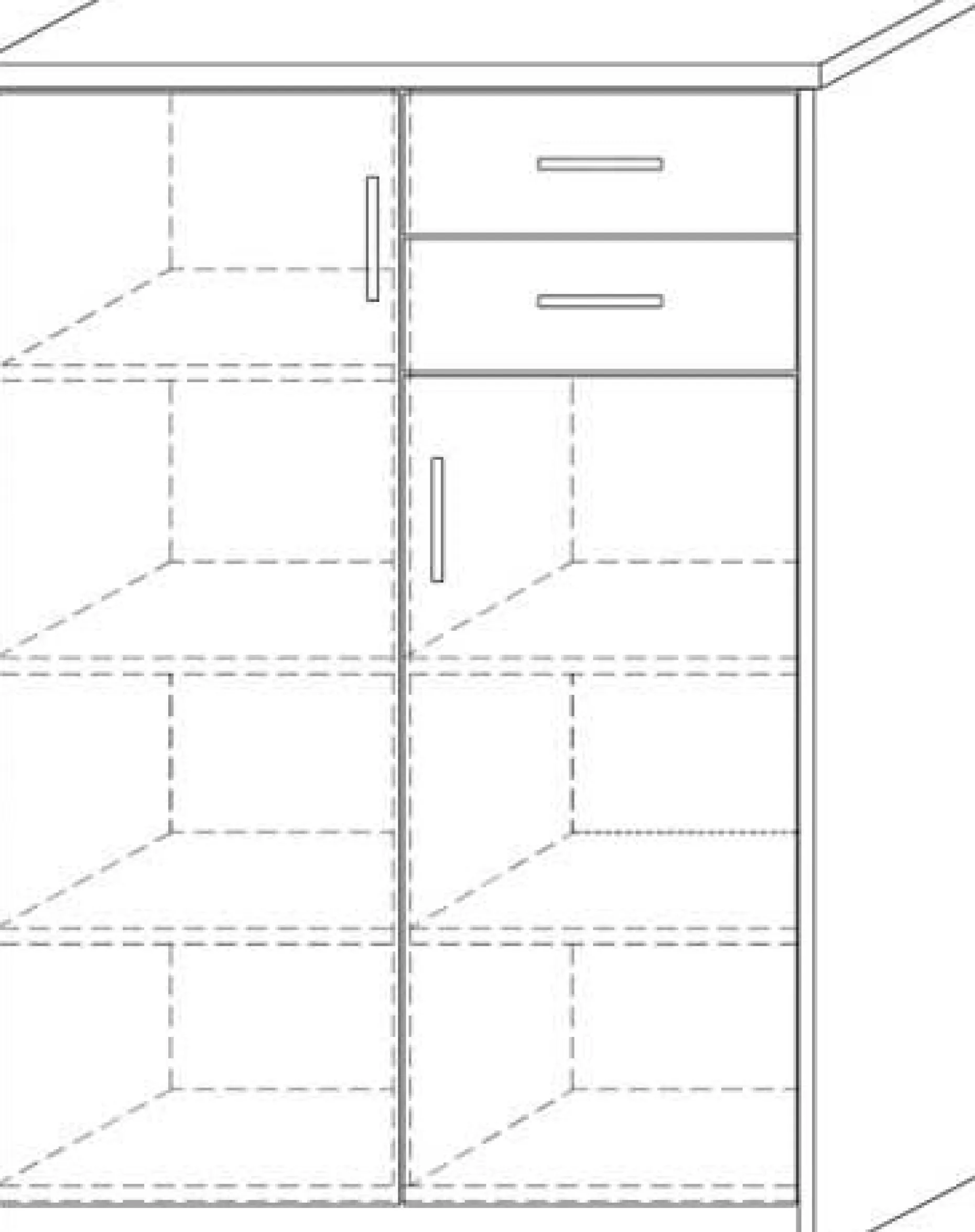 Kommode Spacio 110cm 2 Türen/2 Schubladen - Eiche grau