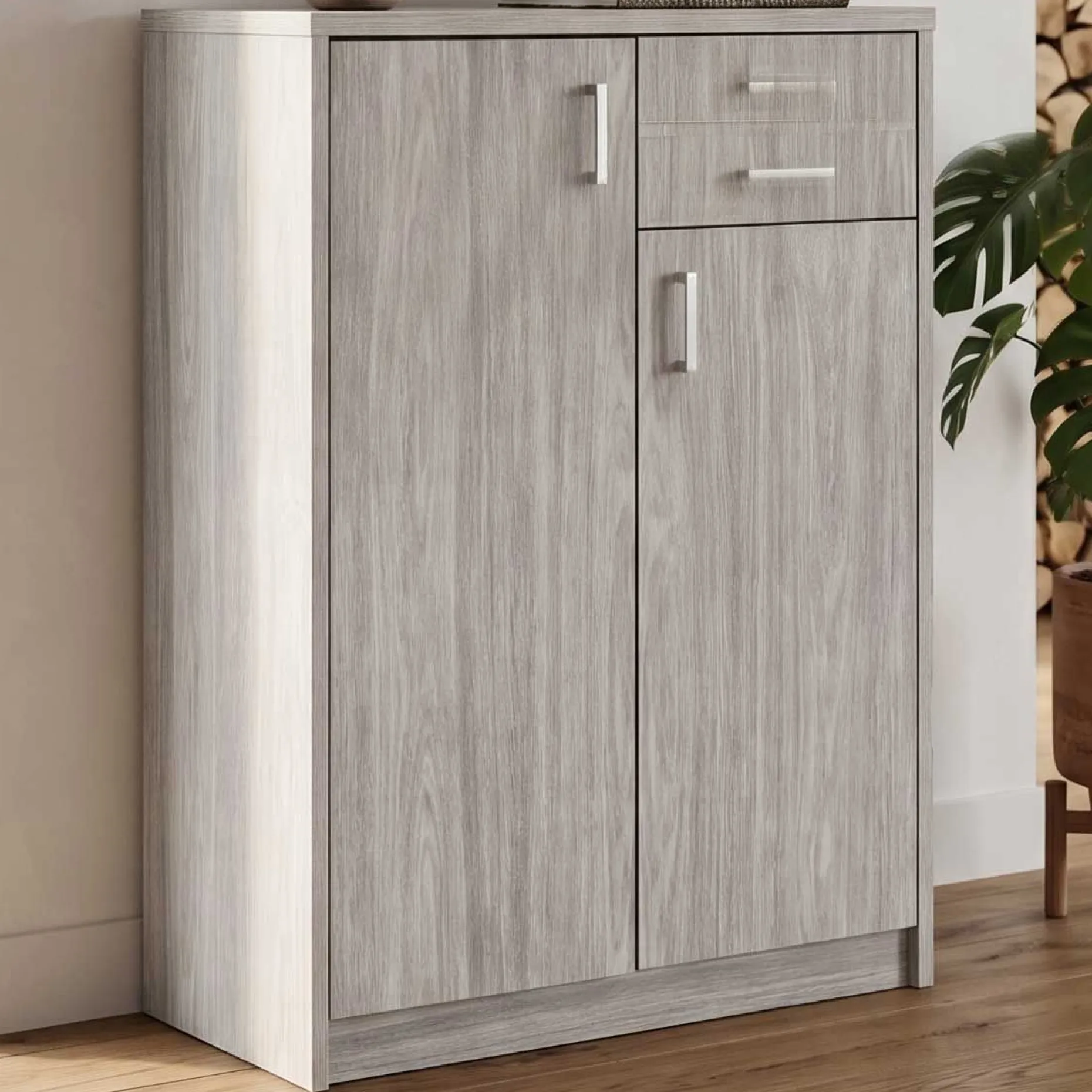 Kommode Spacio 110cm 2 Türen/2 Schubladen - Eiche grau