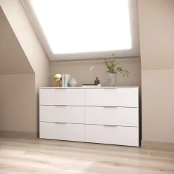 Kommode Spectre - 151x41x81cm - 6 Schubladen - weiß