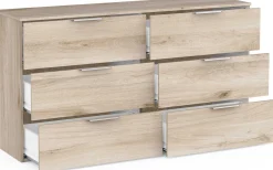 Kommode Spectre - 151x41x81cm - 6 Schubladen - Eiche Dekor