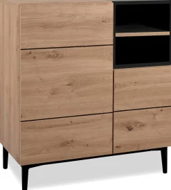 Kommode Ted 80cm 2 Türen - Eiche/schwarz