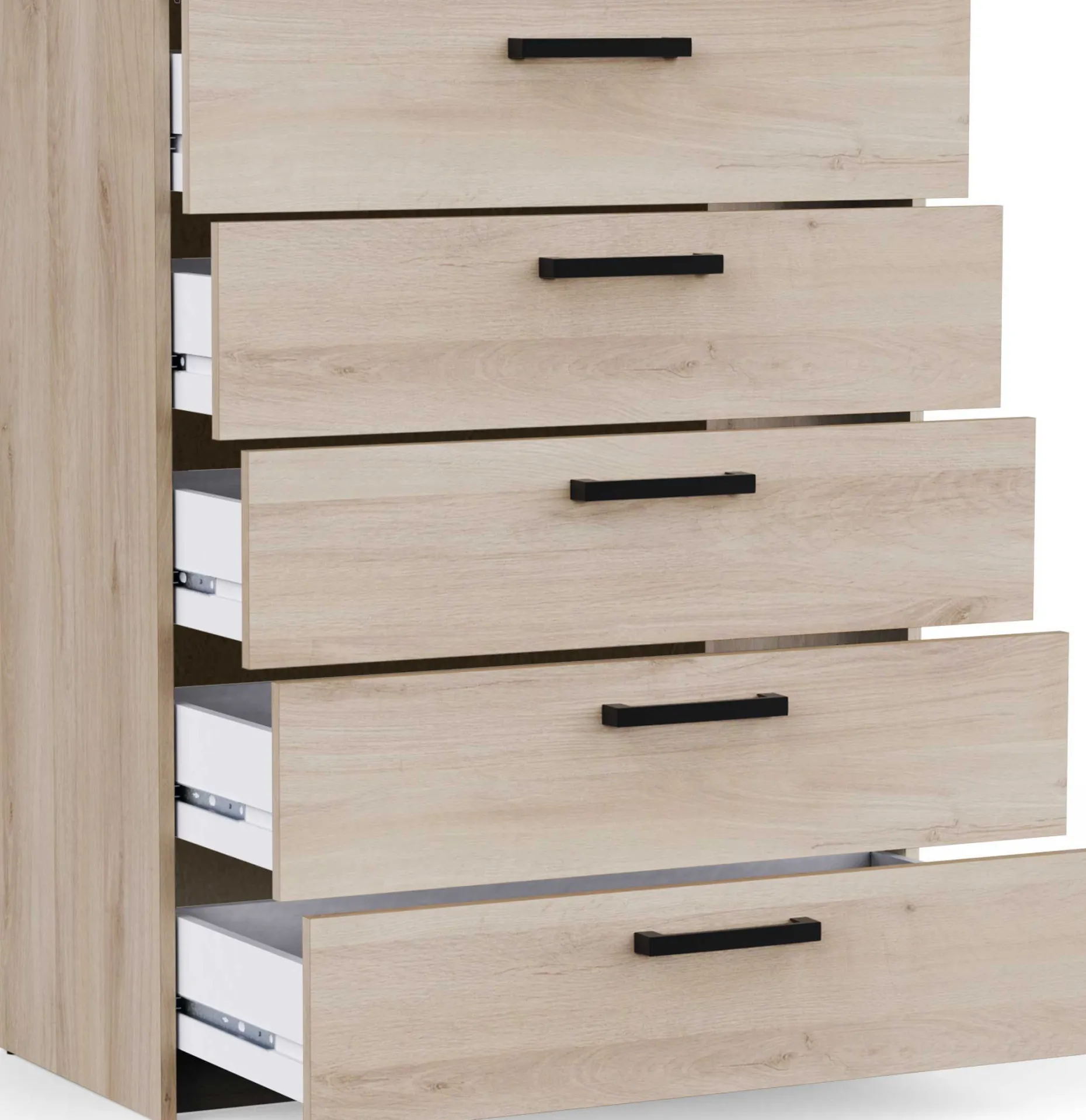 Kommode Watson - 80x41x102cm - 5 Schubladen - Eiche Dekor