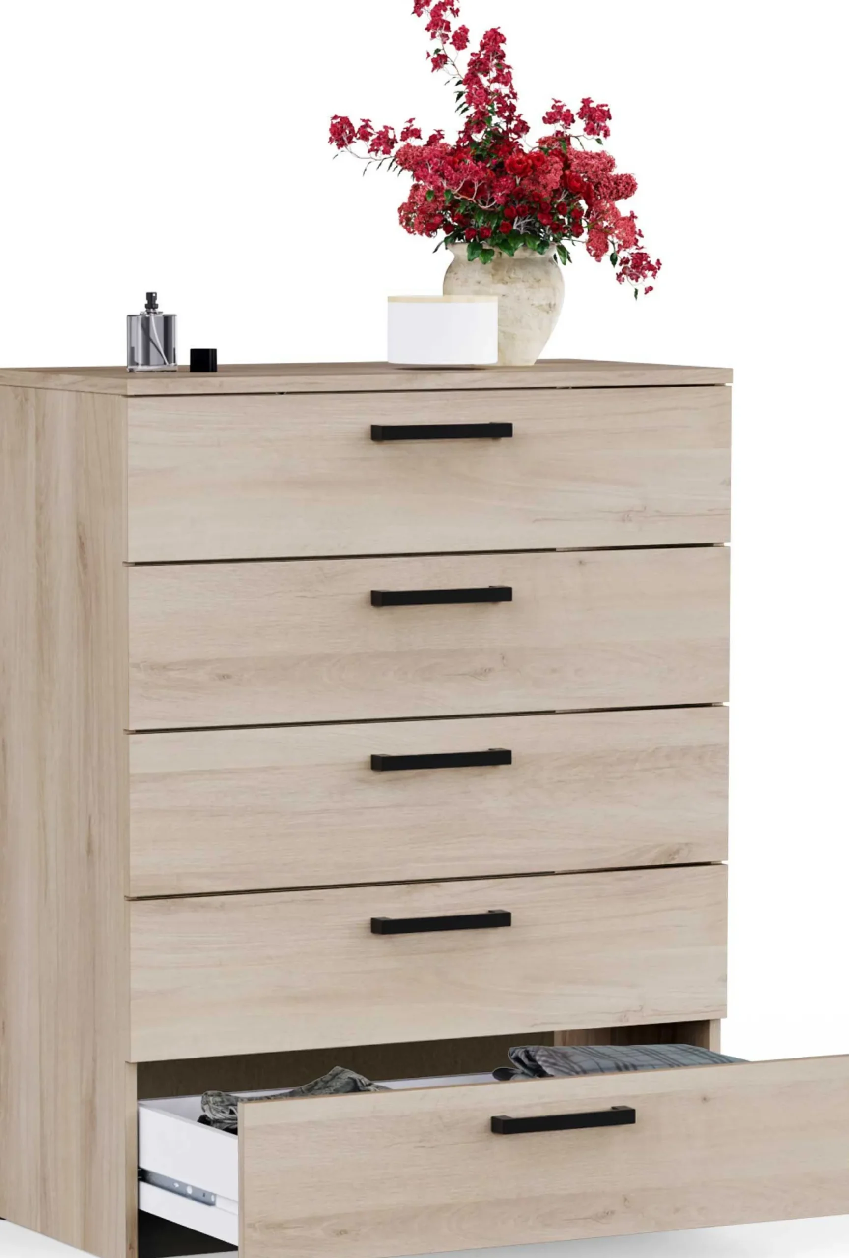 Kommode Watson - 80x41x102cm - 5 Schubladen - Eiche Dekor