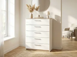 Kommode Watson - 80x41x102cm - 5 Schubladen - weiß