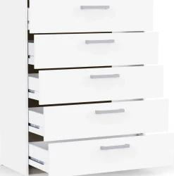 Kommode Watson - 80x41x102cm - 5 Schubladen - weiß