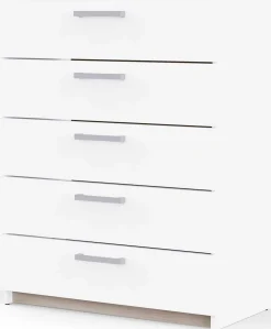 Kommode Watson - 80x41x102cm - 5 Schubladen - weiß