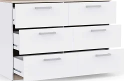 Kommode Watson - 119x41x81cm - 6 Schubladen - weiß