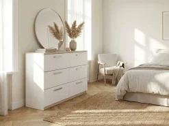 Kommode Watson - 119x41x81cm - 6 Schubladen - weiß