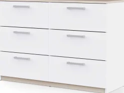 Kommode Watson - 119x41x81cm - 6 Schubladen - weiß