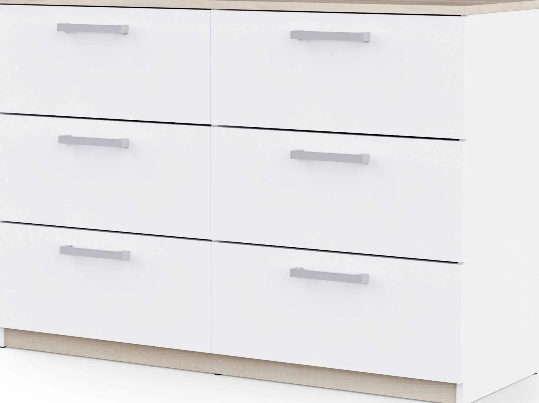 Kommode Watson - 119x41x81cm - 6 Schubladen - weiß