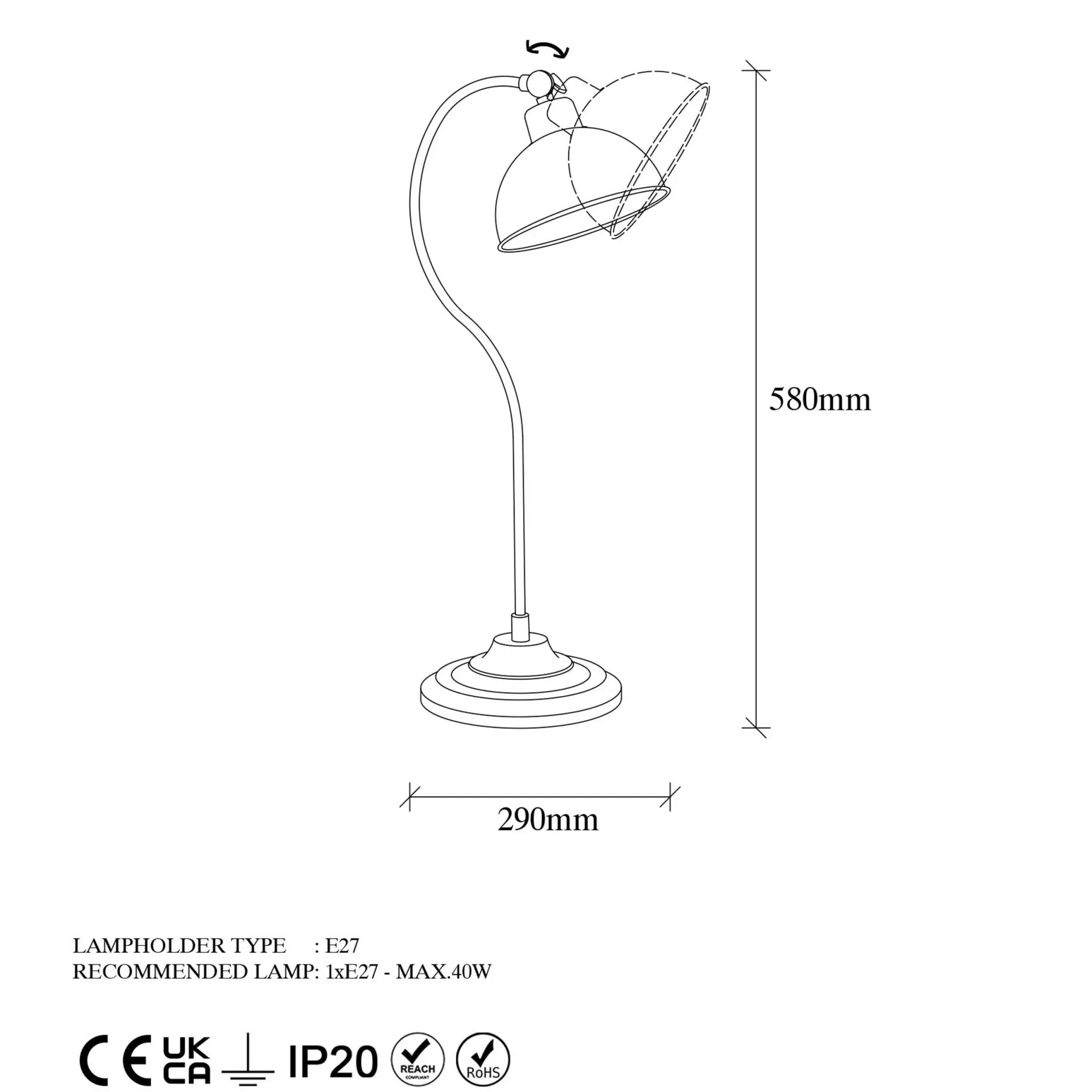 Emob Konika Tischlampe | METALLGEHÄUSE |