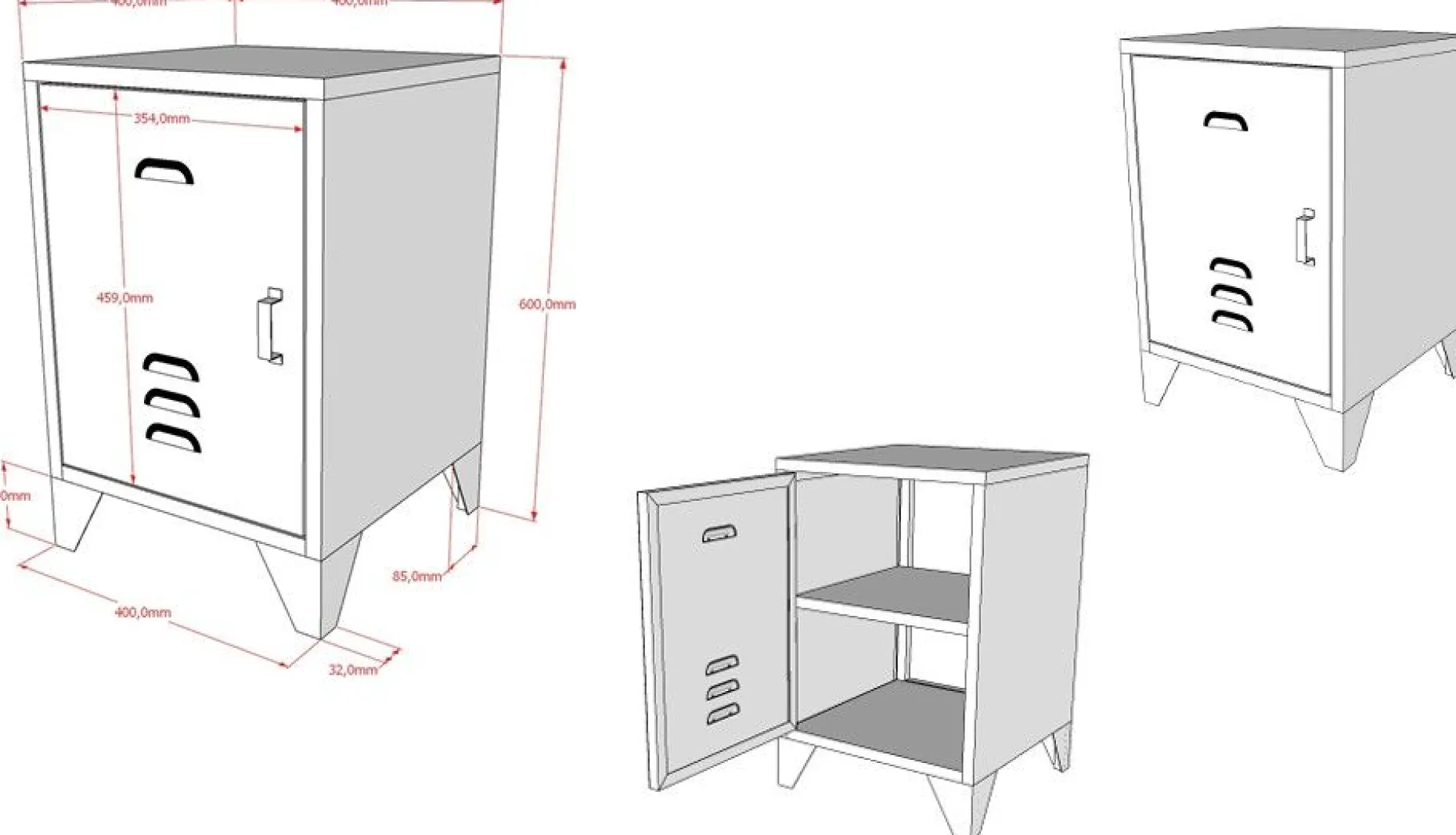 Konsole Bronxx Metall 40x60 - mattschwarz