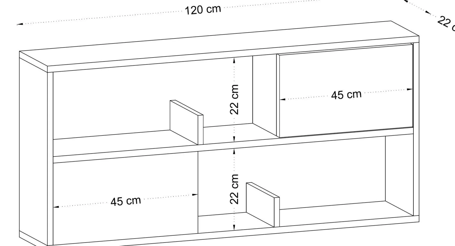 Konsole Flora - 100% MELAMINE - Eiche - 120 x 50 x 22 cm