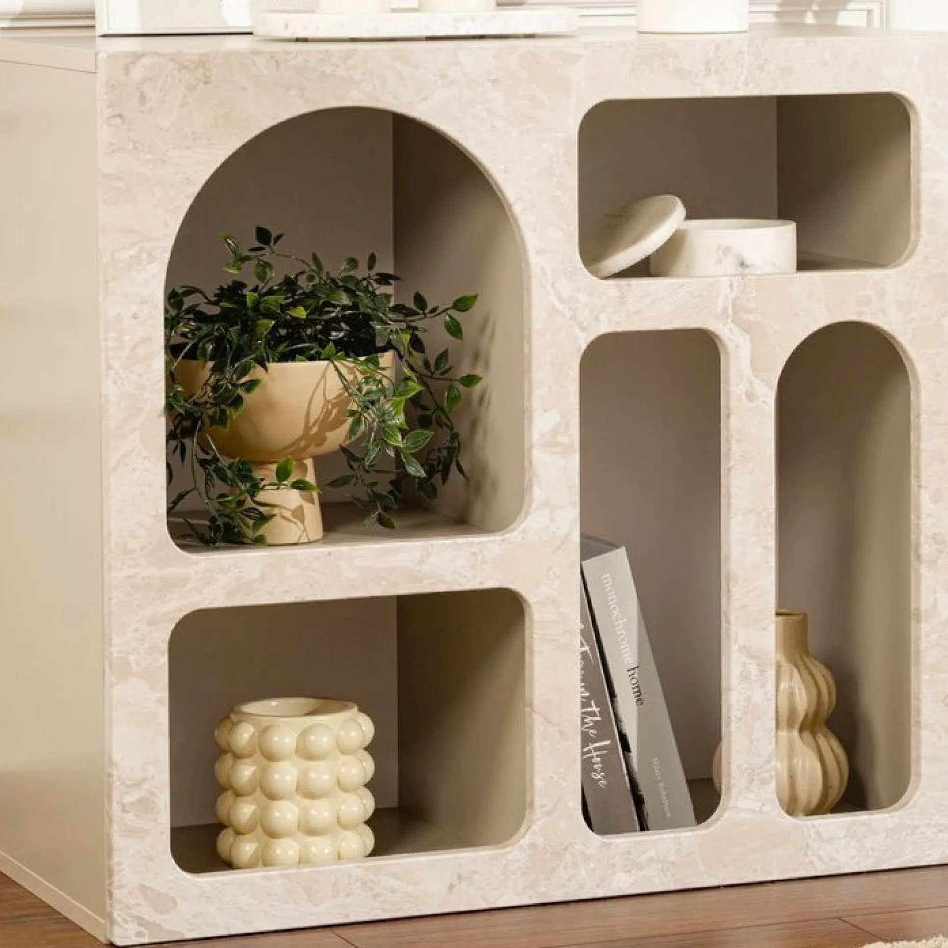 Konsole Lessa - 100% MELAMINE - Travertin - 74 x 37 x 80 cm