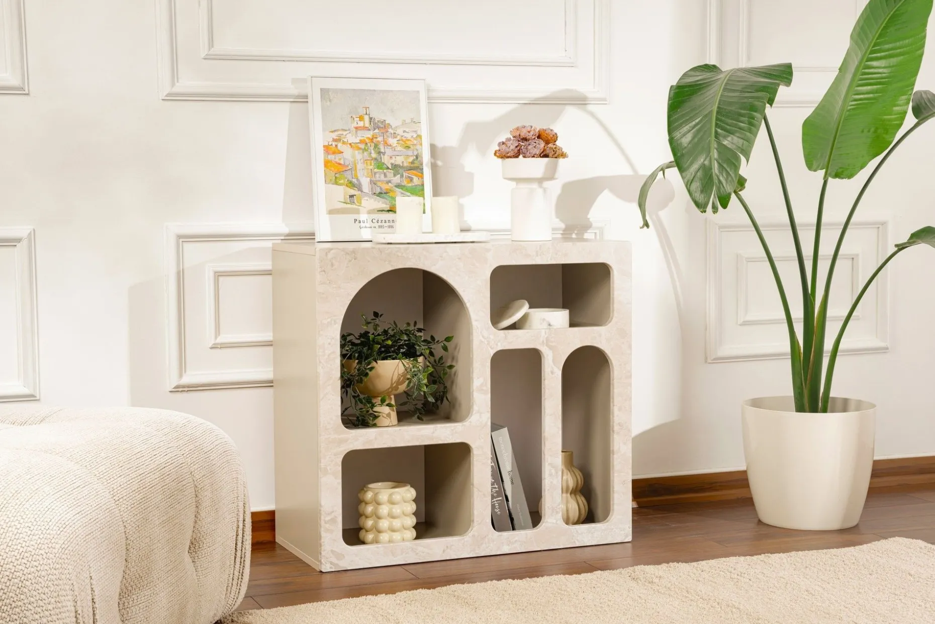 Konsole Lessa - 100% MELAMINE - Travertin - 74 x 37 x 80 cm