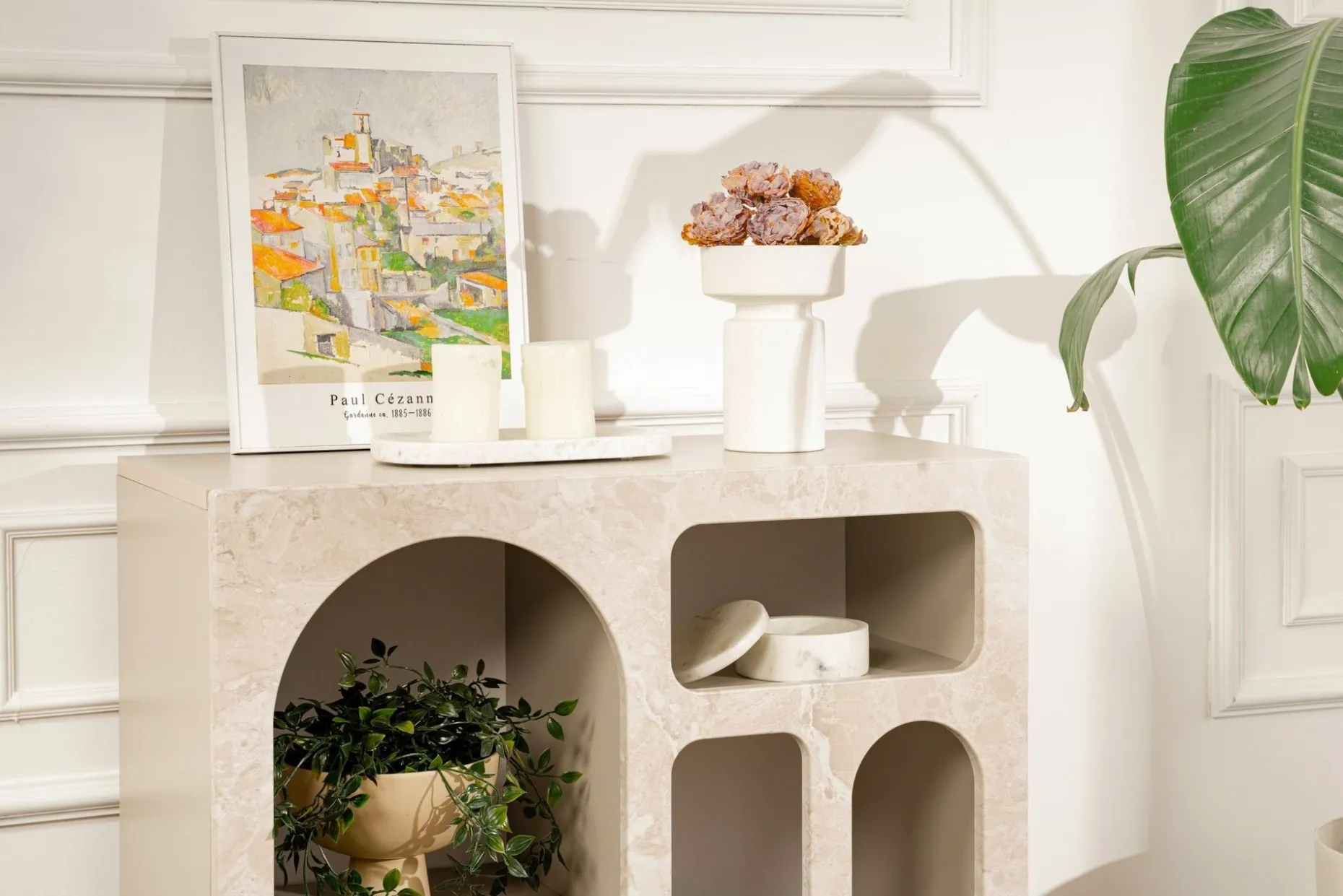 Konsole Lessa - 100% MELAMINE - Travertin - 74 x 37 x 80 cm