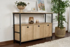 Emob Konsole Solace - 100% MELAMINE - Eiche - 77 x 30 x 120 cm