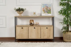 Emob Konsole Solace - 100% MELAMINE - Eiche - 77 x 30 x 120 cm