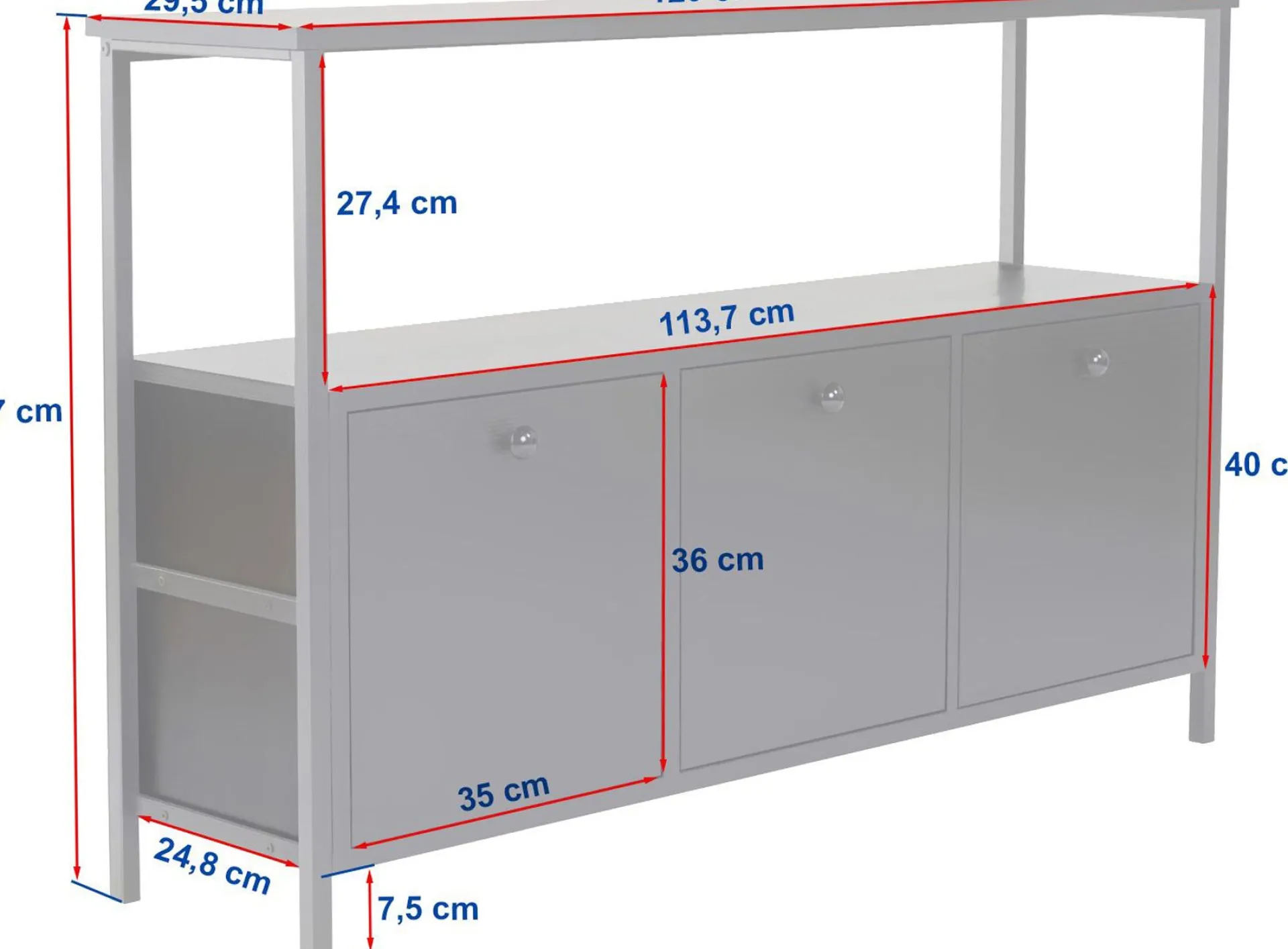 Emob Konsole Solace - 100% MELAMINE - Holz - 77 x 30 x 120 cm
