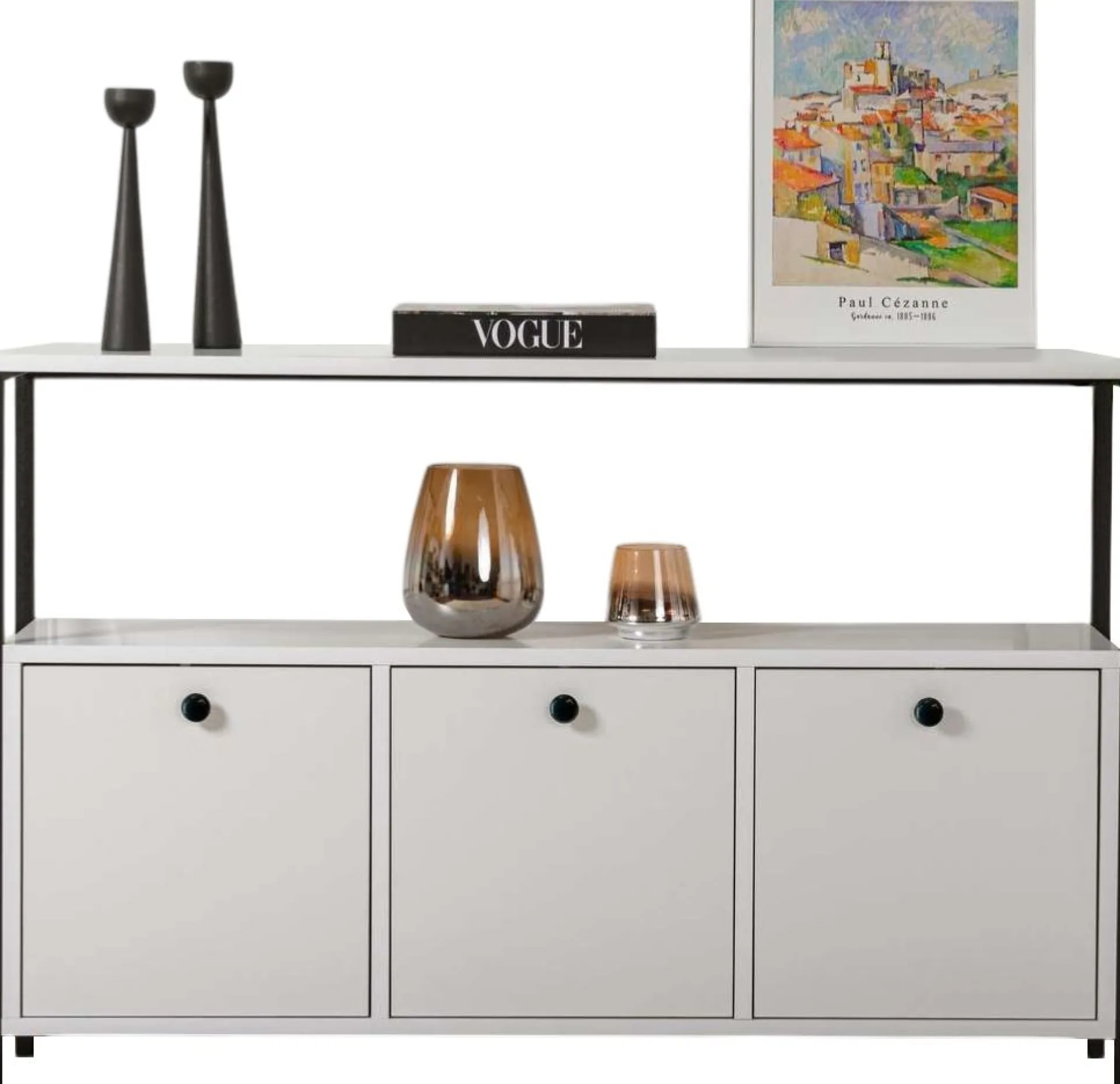 Emob Konsole Solace - 100% MELAMINE - Weiß - 77 x 30 x 120 cm