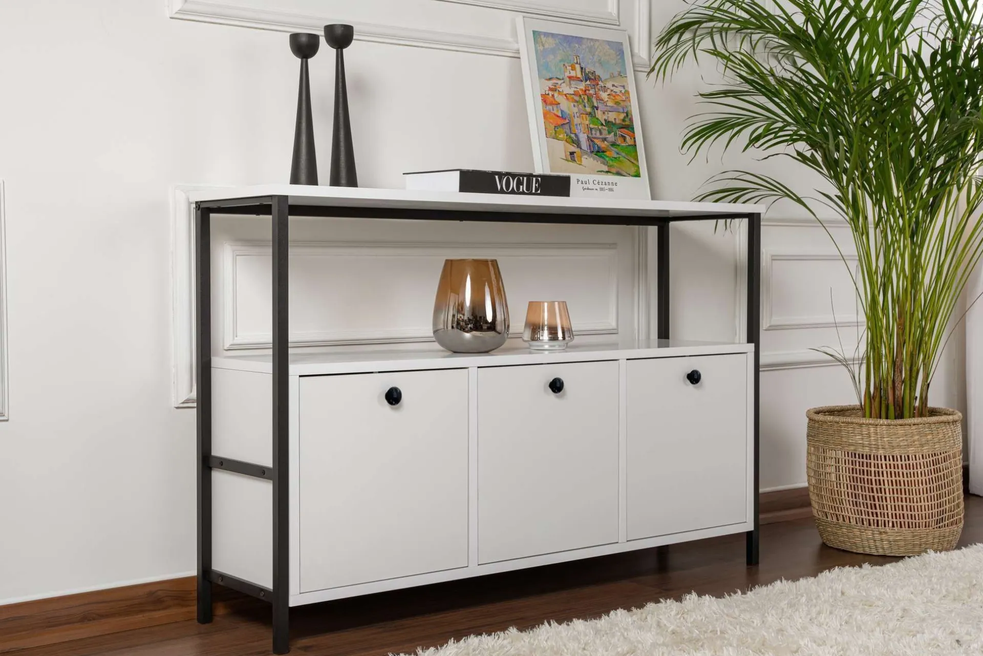 Emob Konsole Solace - 100% MELAMINE - Weiß - 77 x 30 x 120 cm