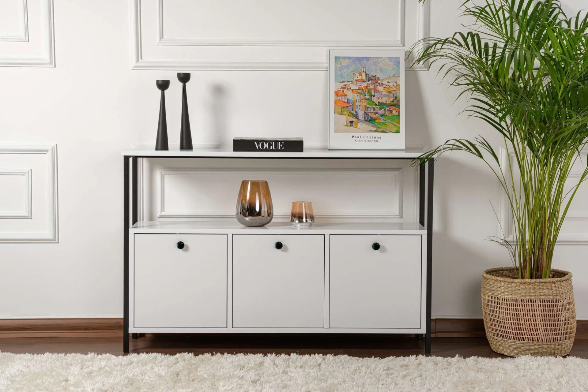 Emob Konsole Solace - 100% MELAMINE - Weiß - 77 x 30 x 120 cm