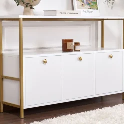 Emob Konsole Solace - 100% MELAMINE - Weiß - 77 x 30 x 120 cm
