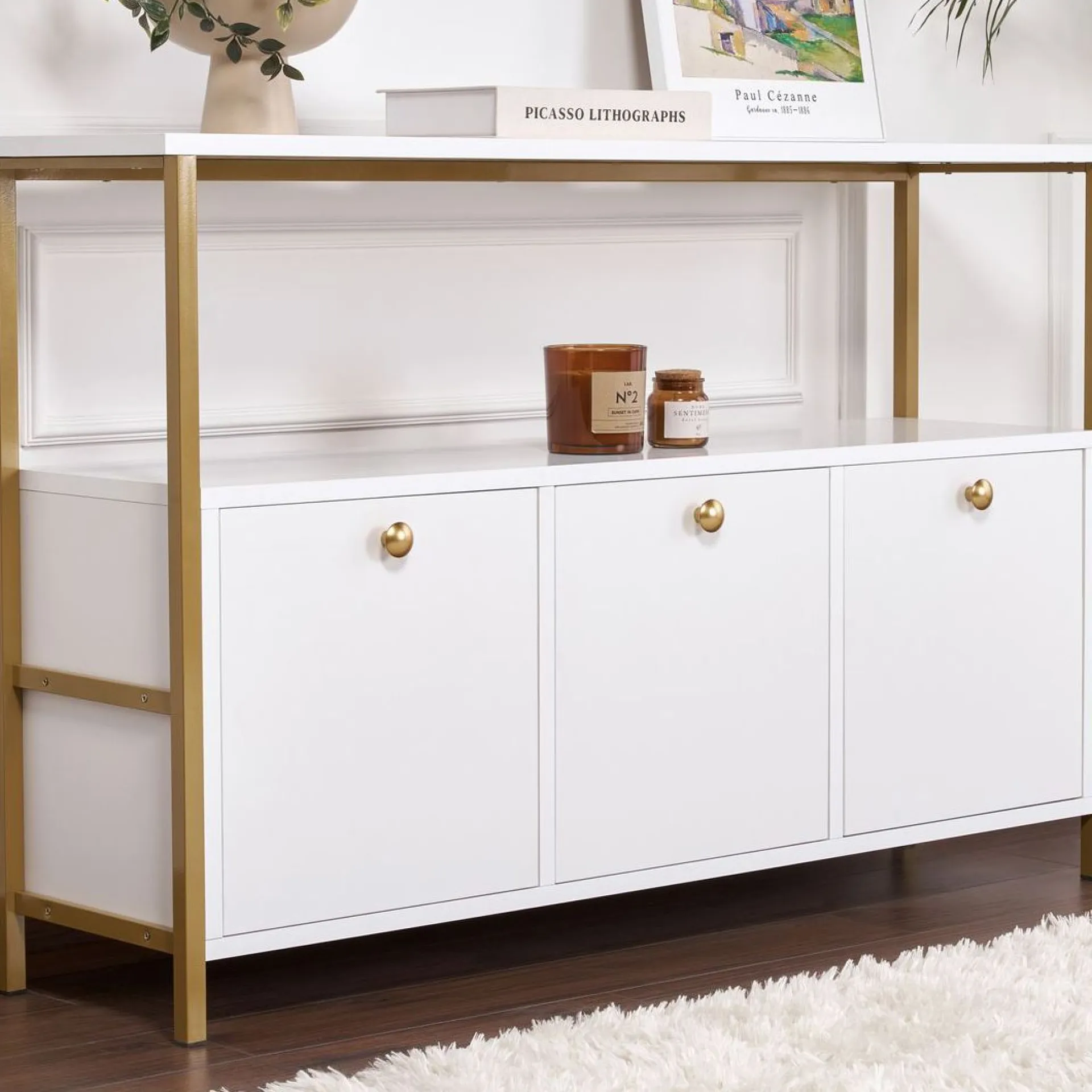 Emob Konsole Solace - 100% MELAMINE - Weiß - 77 x 30 x 120 cm