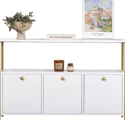 Emob Konsole Solace - 100% MELAMINE - Weiß - 77 x 30 x 120 cm