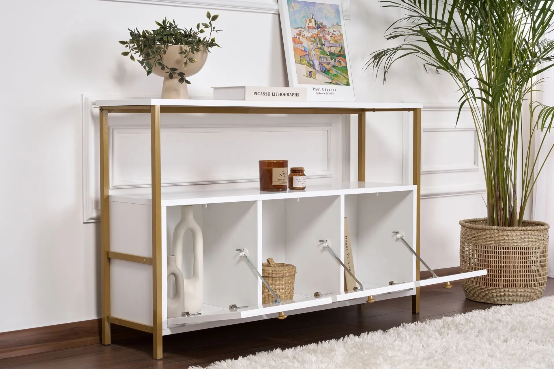 Emob Konsole Solace - 100% MELAMINE - Weiß - 77 x 30 x 120 cm