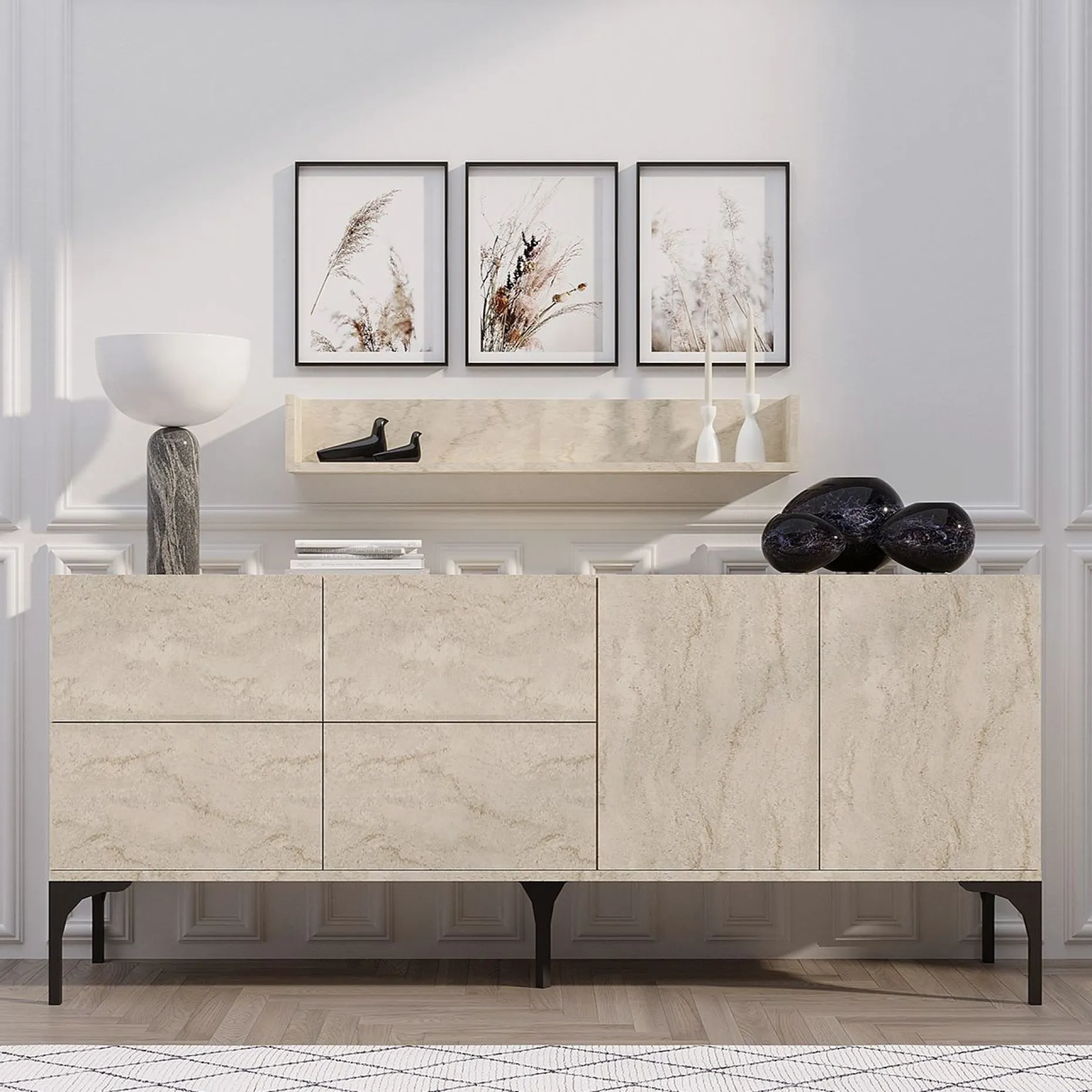 Konsole Stella - 100% MELAMINE - Travertin - 180 x 55 x 40 cm