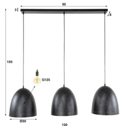 Emob Kos Hängelampe 3 Lampenschirme-Charcoal