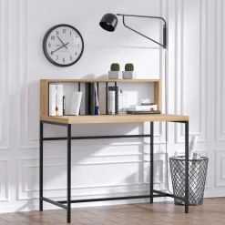 Emob Kreative Home Office Schreibtisch mit Regalen | Eiche Schwarz