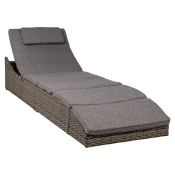 House Nordic Kubu Split Sun Lounger Set - Schwarzes Poly Rattan, Stahlrahmen