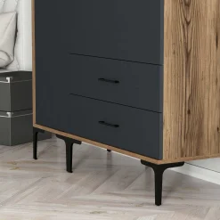 Kumsal Kleiderschrank | 100% MELAMIN | Walnuss, Anthrazit